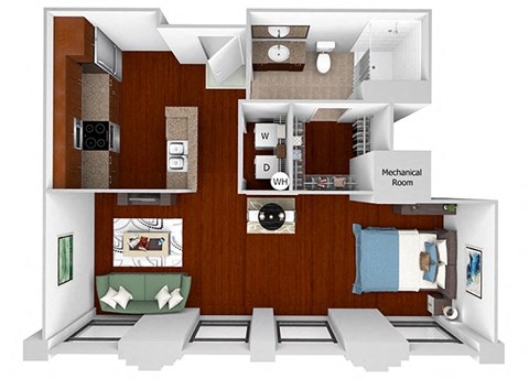 Main 3 Downtown - A1 (Landmark) - Studio/1 bath - 3D
